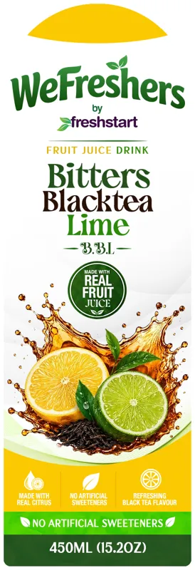 Label artwork for Wefreshers BBL: Black Tea, Bitters and Lime